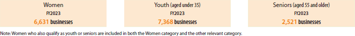 Loans for women, youth, and senior entrepreneurs (number of businesses)