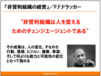 図表1 「非営利組織は人を変えるためのチェンジ・エージェントである」