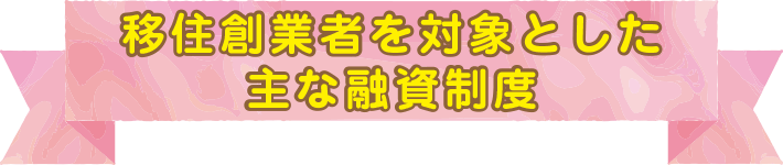 移住創業者を対象とした主な融資制度