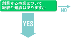 創業する事業について経験や知識はありますか　YES↓　NO→