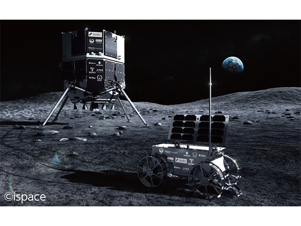 2025年6月のミッションでアジア初の民間企業による月面着陸・探査を目指した、同社の月着陸船（左）と月面探査車（右）