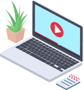 動画再生中のノートパソコンイラスト